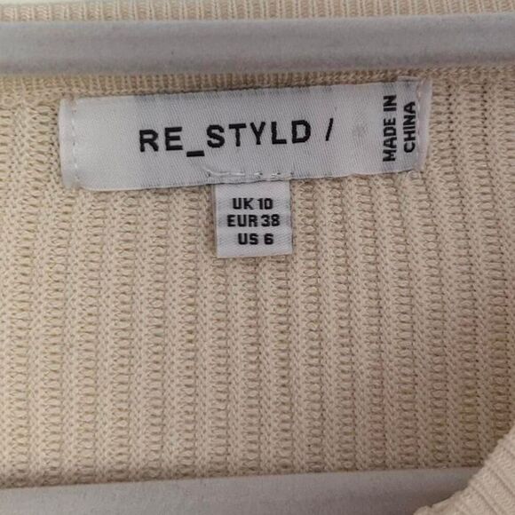 Restyled Cream Ribbed Knit Layered Bodysuit + Half Sweater Set – Size 6 / M 🤍✨ - Picture 5 of 8